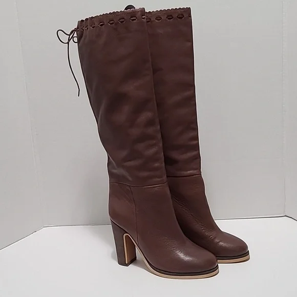 See by Chloe Genuine Brown Leather Heeled Boots Size 7/38 - Picture 1 of 16